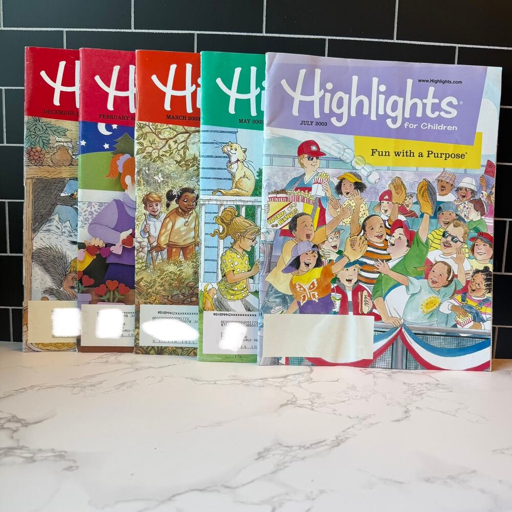 5 Vintage 2002 & 2003 Highlights Children Magazine Lot Clean